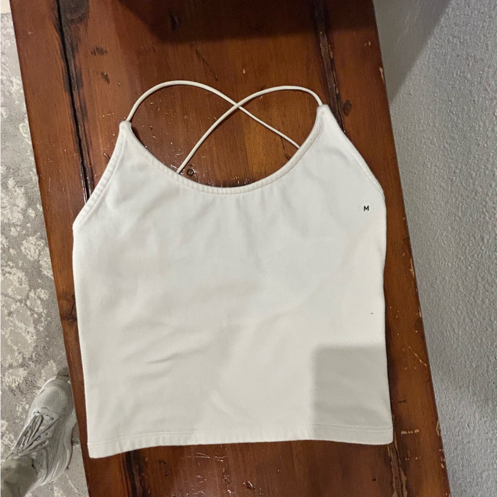 American Eagle White Fitted Backless Camisole